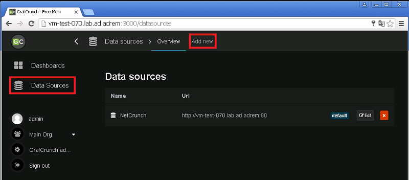 Data Sources, Add new
